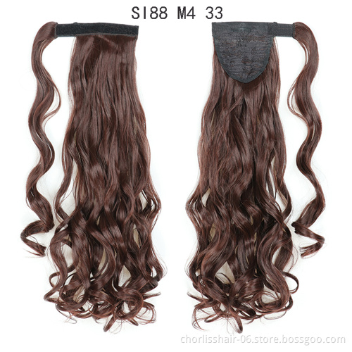 Hot Sale Product Chorliss For Black Afro Curly Ponytail Accessories Wrap Around Kids Synthetic Clip In Ponytail Hair Extension